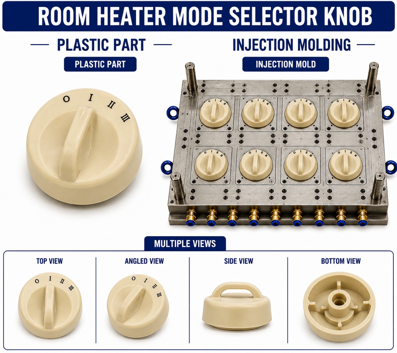 Room Heater Plastic Mode Selector Knob Mould and Moulding Service